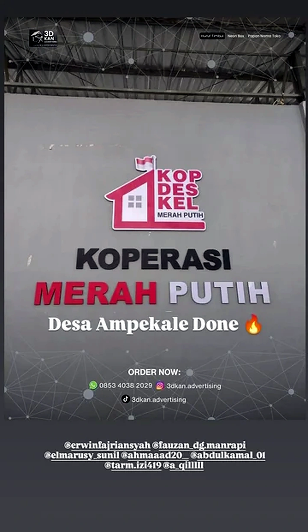 Dokumentasi Koperasi Merah Putih Desa Ampekale oleh 3DKan Advertising