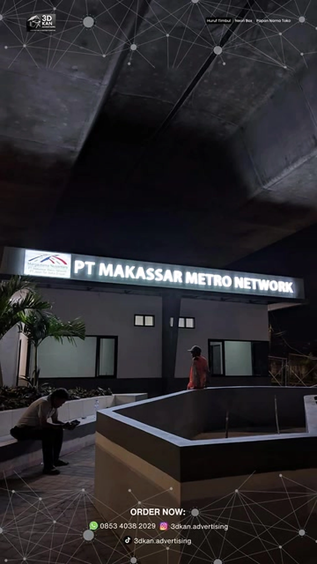 Signage kantor PT Makassar Metro Network oleh 3DKan Advertising