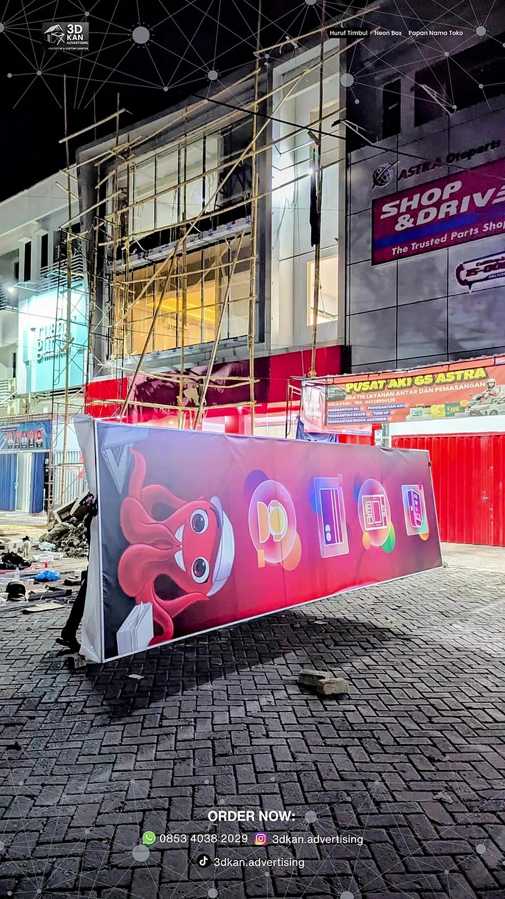 Shop sign retail neon box façade oleh 3DKan Advertising